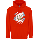 Torn Guatemala Flag Guatemalan Day Football Mens 80% Cotton Hoodie Bright Red
