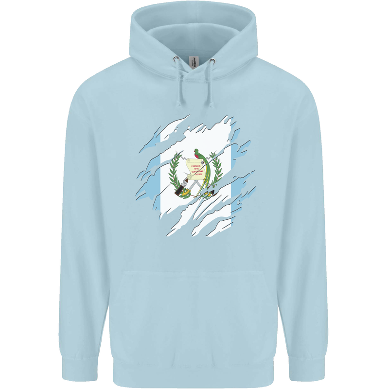 Torn Guatemala Flag Guatemalan Day Football Mens 80% Cotton Hoodie Light Blue