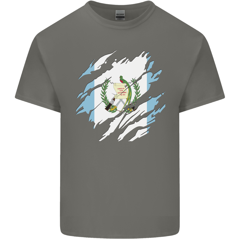 Torn Guatemala Flag Guatemalan Day Football Mens Cotton T-Shirt Tee Top Charcoal
