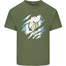 Torn Guatemala Flag Guatemalan Day Football Mens Cotton T-Shirt Tee Top Military Green