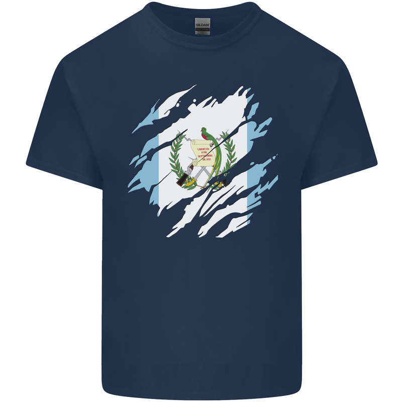 Torn Guatemala Flag Guatemalan Day Football Mens Cotton T-Shirt Tee Top Navy Blue