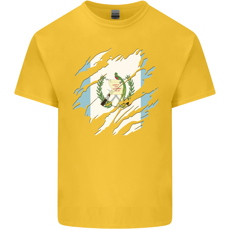 Torn Guatemala Flag Guatemalan Day Football Mens Cotton T-Shirt Tee Top Yellow