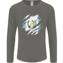 Torn Guatemala Flag Guatemalan Day Football Mens Long Sleeve T-Shirt Charcoal