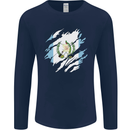 Torn Guatemala Flag Guatemalan Day Football Mens Long Sleeve T-Shirt Navy Blue