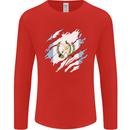 Torn Guatemala Flag Guatemalan Day Football Mens Long Sleeve T-Shirt Red