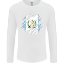 Torn Guatemala Flag Guatemalan Day Football Mens Long Sleeve T-Shirt White