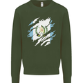 Torn Guatemala Flag Guatemalan Day Football Mens Sweatshirt Jumper Forest Green