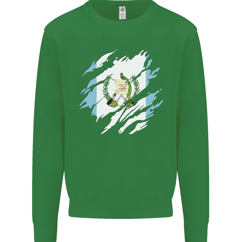 Torn Guatemala Flag Guatemalan Day Football Mens Sweatshirt Jumper Irish Green