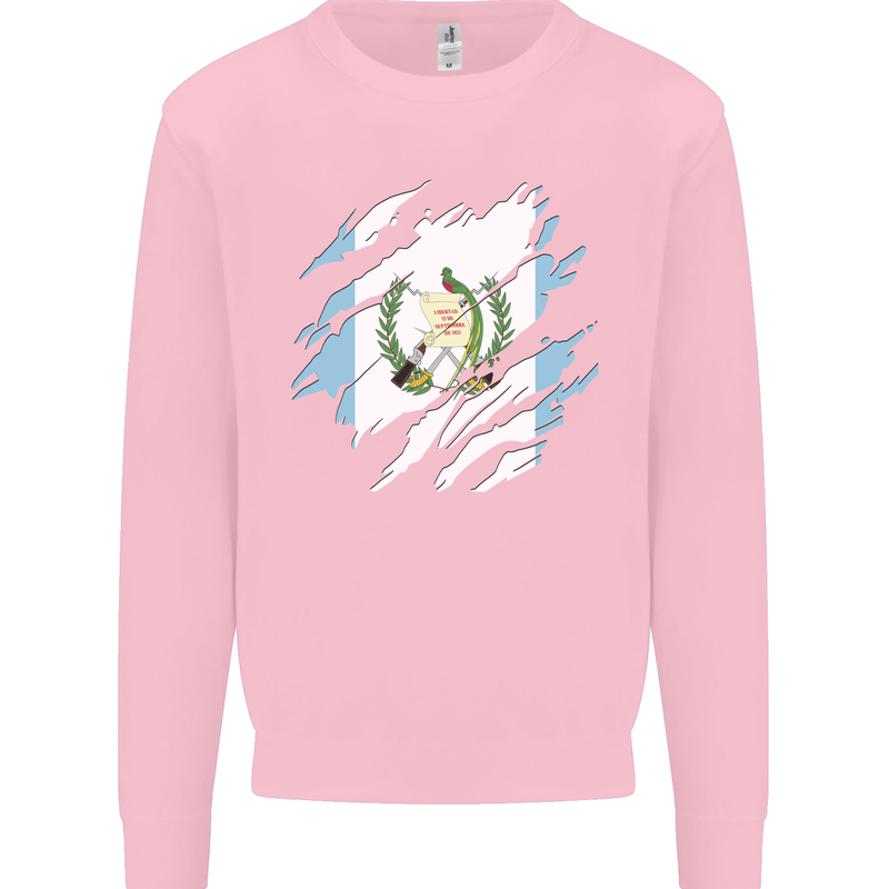 Torn Guatemala Flag Guatemalan Day Football Mens Sweatshirt Jumper Light Pink