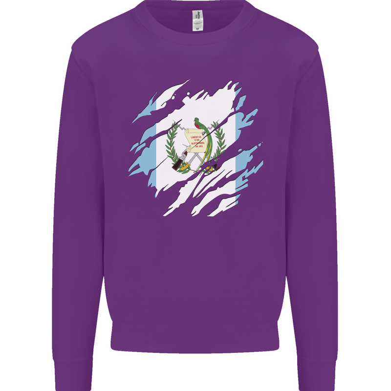 Torn Guatemala Flag Guatemalan Day Football Mens Sweatshirt Jumper Purple