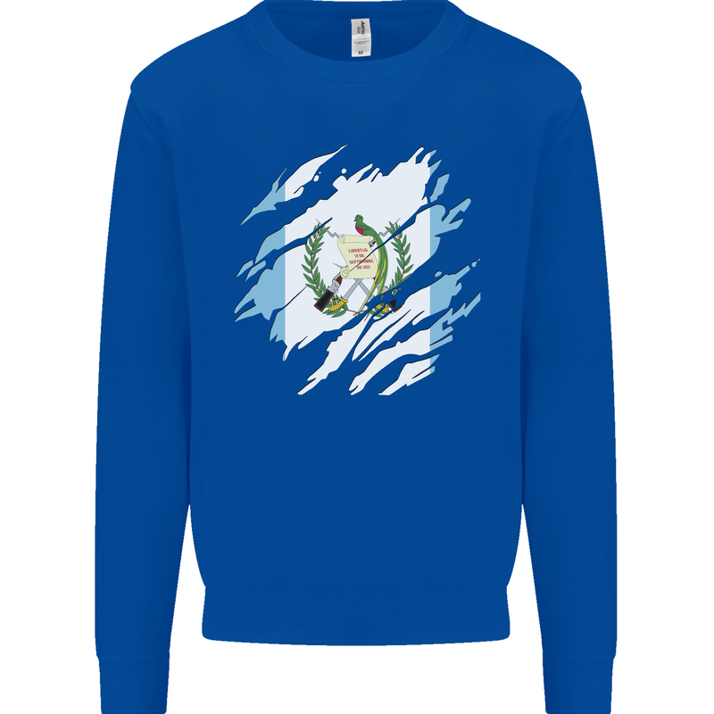 Torn Guatemala Flag Guatemalan Day Football Mens Sweatshirt Jumper Royal Blue