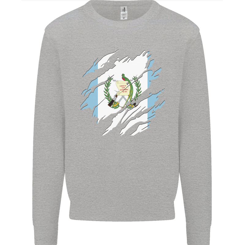 Torn Guatemala Flag Guatemalan Day Football Mens Sweatshirt Jumper Sports Grey