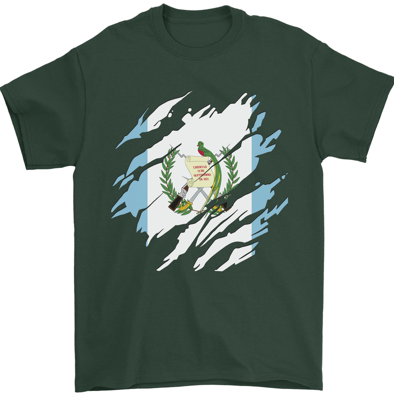Torn Guatemala Flag Guatemalan Day Football Mens T-Shirt 100% Cotton Forest Green