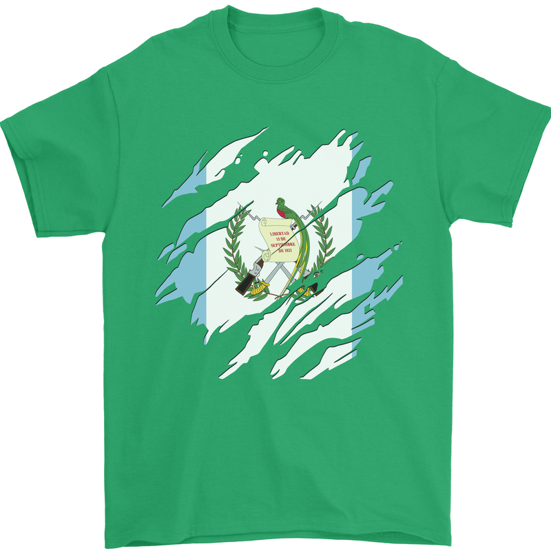 Torn Guatemala Flag Guatemalan Day Football Mens T-Shirt 100% Cotton Irish Green