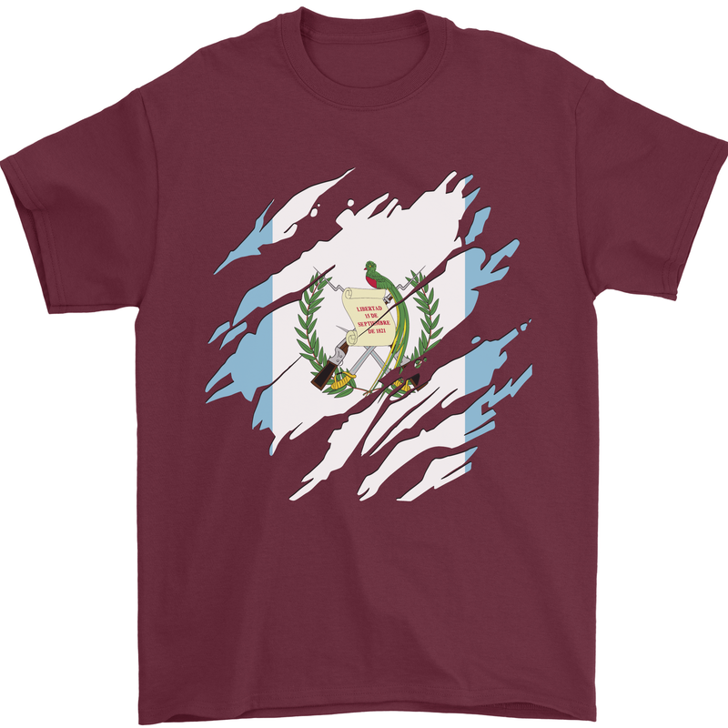 Torn Guatemala Flag Guatemalan Day Football Mens T-Shirt 100% Cotton Maroon