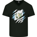 Torn Guatemala Flag Guatemalan Day Football Mens V-Neck Cotton T-Shirt Black
