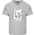 Torn Guatemala Flag Guatemalan Day Football Mens V-Neck Cotton T-Shirt Sports Grey