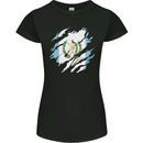 Torn Guatemala Flag Guatemalan Day Football Womens Petite Cut T-Shirt Black