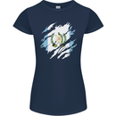 Torn Guatemala Flag Guatemalan Day Football Womens Petite Cut T-Shirt Navy Blue