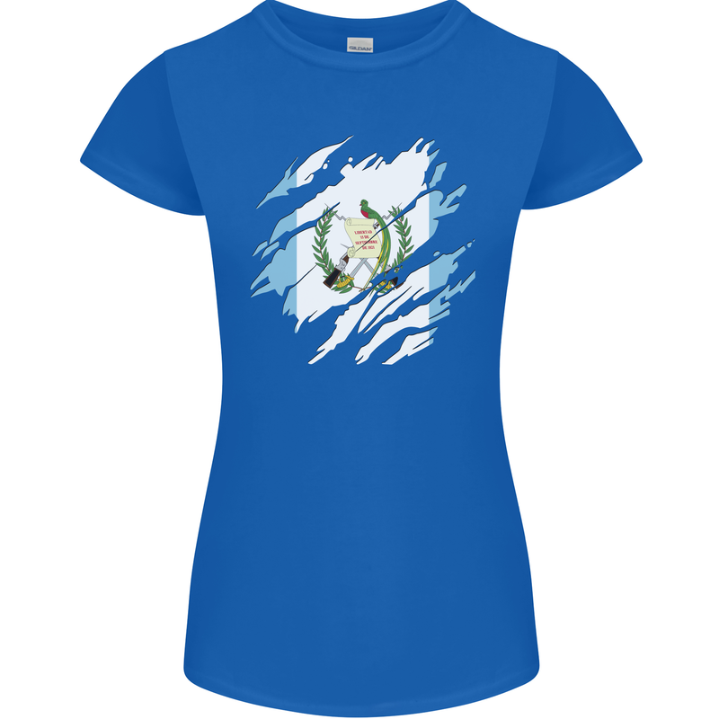 Torn Guatemala Flag Guatemalan Day Football Womens Petite Cut T-Shirt Royal Blue