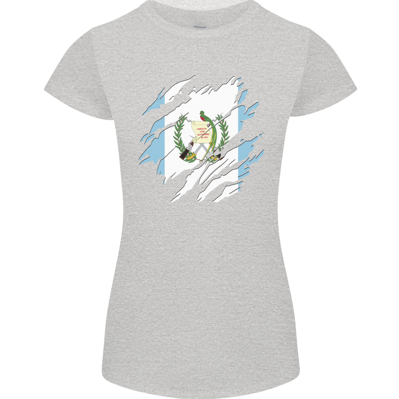 Torn Guatemala Flag Guatemalan Day Football Womens Petite Cut T-Shirt Sports Grey
