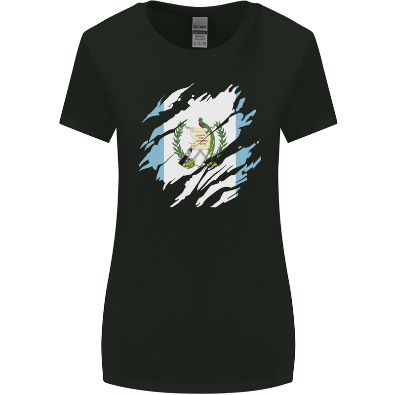 Torn Guatemala Flag Guatemalan Day Football Womens Wider Cut T-Shirt Black