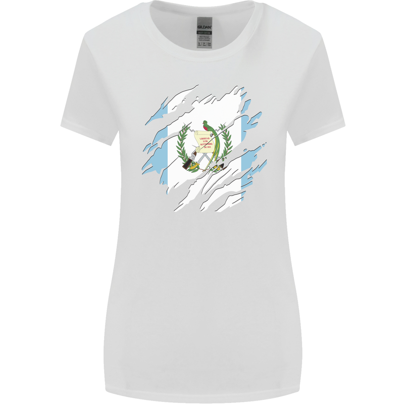 Torn Guatemala Flag Guatemalan Day Football Womens Wider Cut T-Shirt White