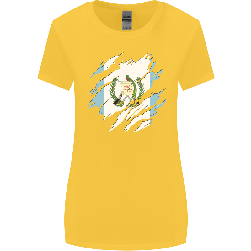 Torn Guatemala Flag Guatemalan Day Football Womens Wider Cut T-Shirt Yellow