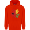 Torn Guinea-Bissau Flag Day Football Childrens Kids Hoodie Bright Red