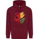 Torn Guinea-Bissau Flag Day Football Childrens Kids Hoodie Maroon