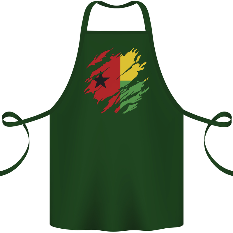 Torn Guinea-Bissau Flag Day Football Cotton Apron 100% Organic Forest Green