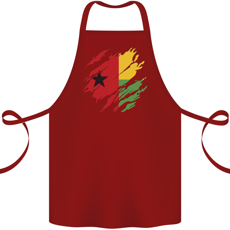 Torn Guinea-Bissau Flag Day Football Cotton Apron 100% Organic Maroon