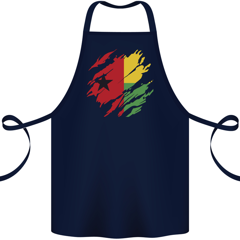 Torn Guinea-Bissau Flag Day Football Cotton Apron 100% Organic Navy Blue