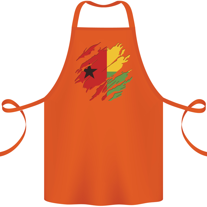 Torn Guinea-Bissau Flag Day Football Cotton Apron 100% Organic Orange