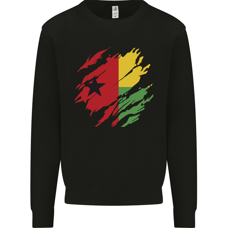 Torn Guinea-Bissau Flag Day Football Kids Sweatshirt Jumper Black