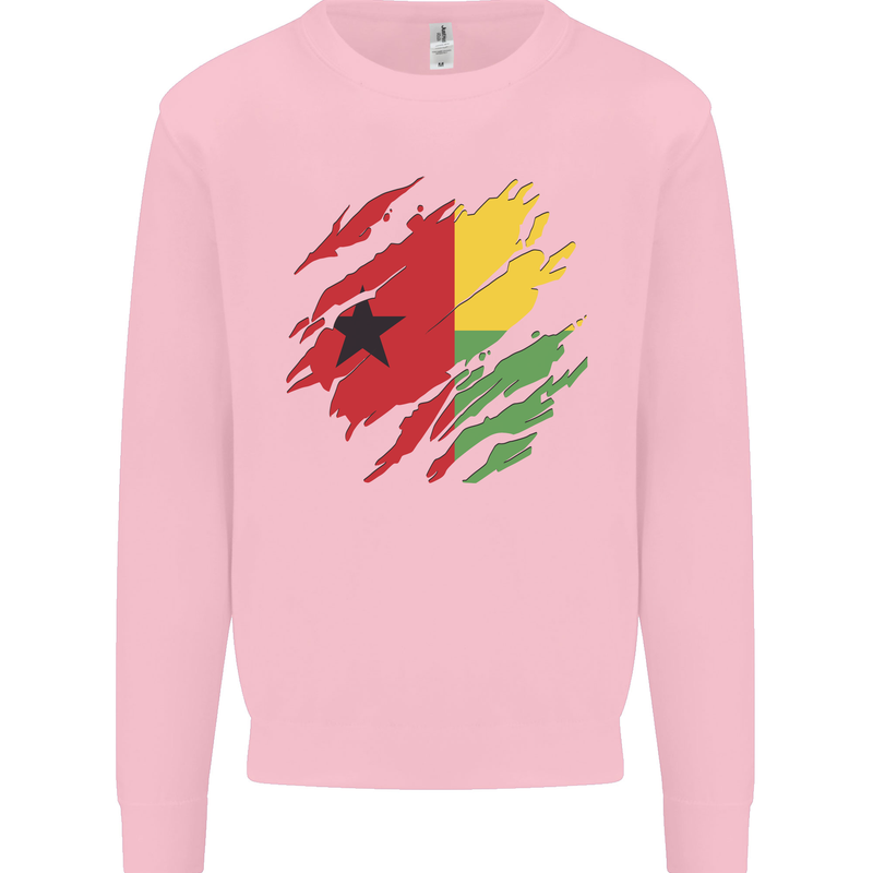 Torn Guinea-Bissau Flag Day Football Kids Sweatshirt Jumper Light Pink