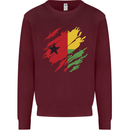 Torn Guinea-Bissau Flag Day Football Kids Sweatshirt Jumper Maroon