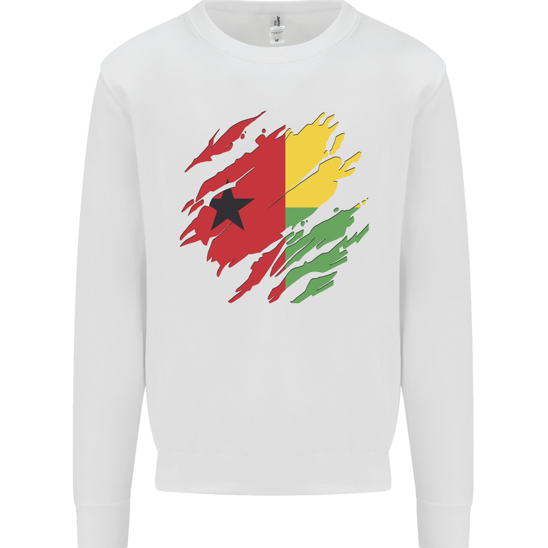 Torn Guinea-Bissau Flag Day Football Kids Sweatshirt Jumper White