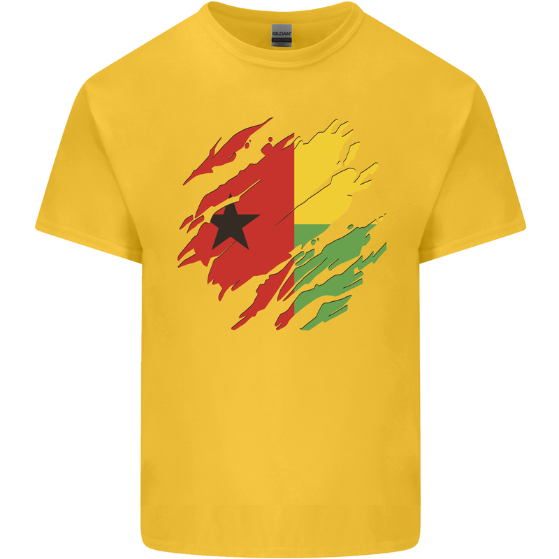 Torn Guinea-Bissau Flag Day Football Kids T-Shirt Childrens Yellow