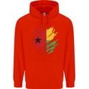 Torn Guinea-Bissau Flag Day Football Mens 80% Cotton Hoodie Bright Red