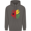 Torn Guinea-Bissau Flag Day Football Mens 80% Cotton Hoodie Charcoal