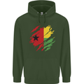 Torn Guinea-Bissau Flag Day Football Mens 80% Cotton Hoodie Forest Green