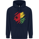 Torn Guinea-Bissau Flag Day Football Mens 80% Cotton Hoodie Navy Blue