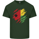 Torn Guinea-Bissau Flag Day Football Mens Cotton T-Shirt Tee Top Forest Green