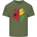 Torn Guinea-Bissau Flag Day Football Mens Cotton T-Shirt Tee Top Military Green