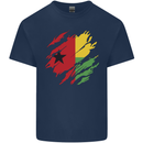 Torn Guinea-Bissau Flag Day Football Mens Cotton T-Shirt Tee Top Navy Blue