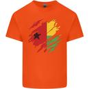 Torn Guinea-Bissau Flag Day Football Mens Cotton T-Shirt Tee Top Orange