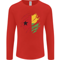 Torn Guinea-Bissau Flag Day Football Mens Long Sleeve T-Shirt Red