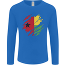 Torn Guinea-Bissau Flag Day Football Mens Long Sleeve T-Shirt Royal Blue