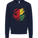 Torn Guinea-Bissau Flag Day Football Mens Sweatshirt Jumper Navy Blue